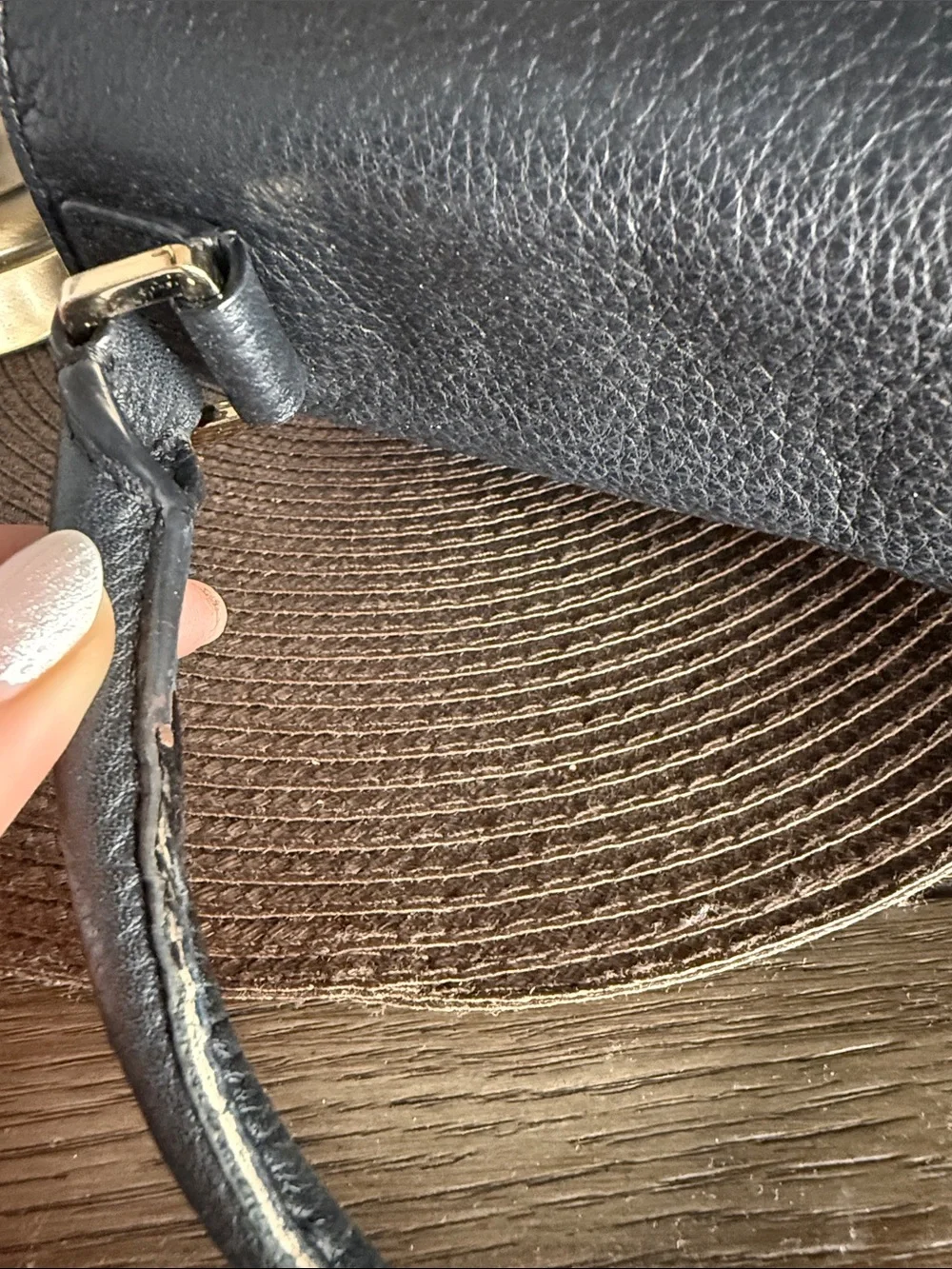 KATE SPADE Ivory & Black Colorblock Wesley Place Pebbled  Leather Handbag